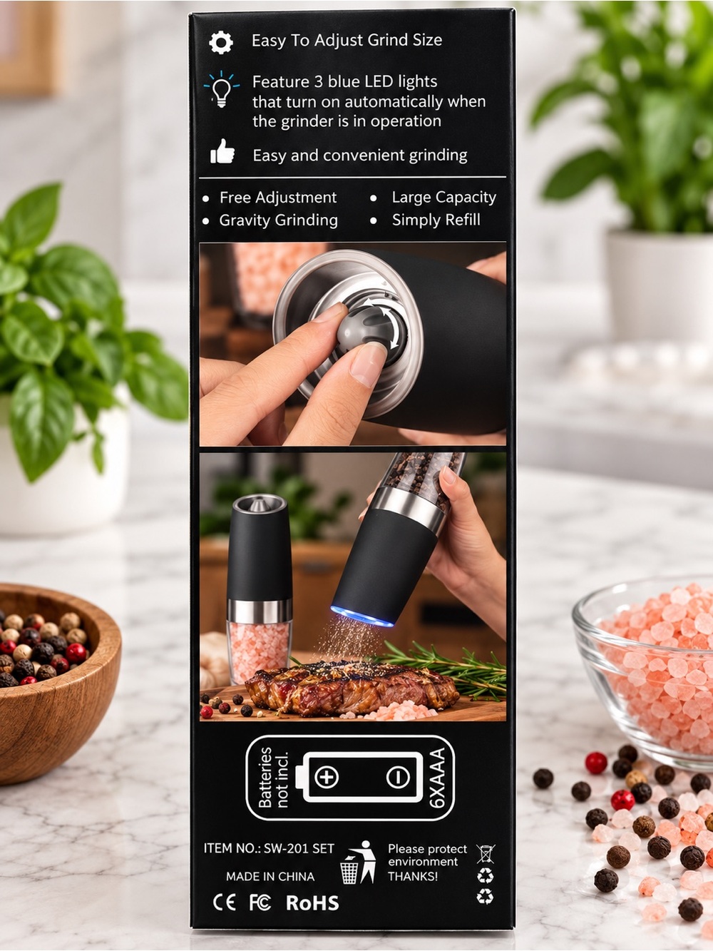 Electric Salt & Pepper Mill Set - Picture 2 of 3